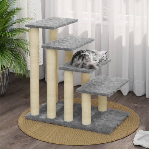 Arranhador para gatos de quatro níveis vidaXL cinza claro