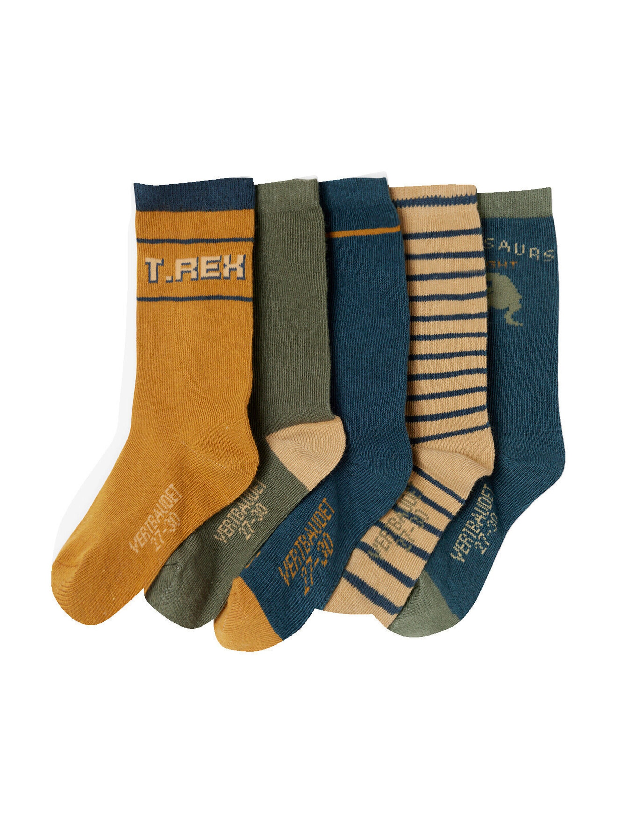 Vertbaudet 5er-Pack Jungen Dino-Socken beige