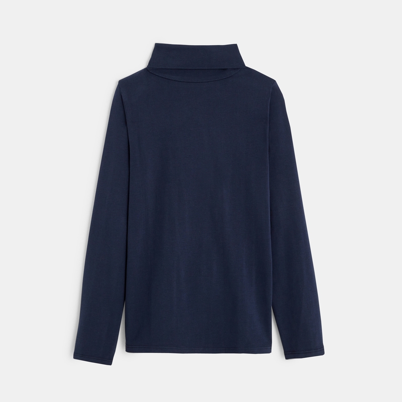 T-shirt col roulé manches longues bleu garçon