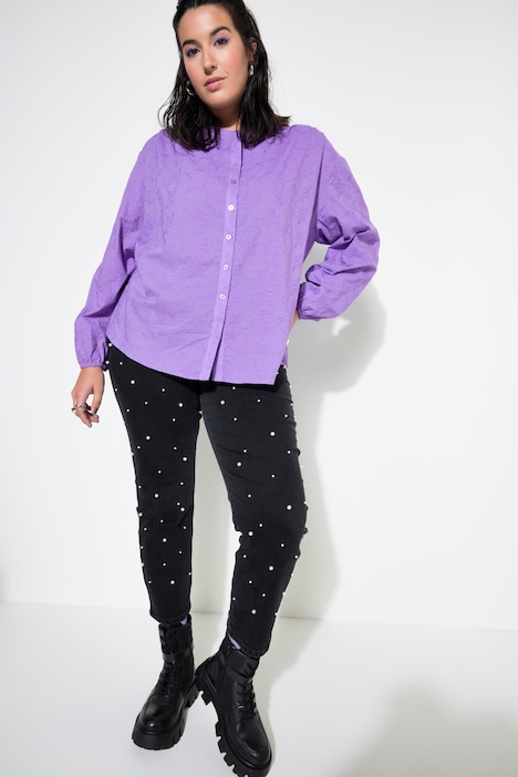 Bluse, oversized, Struktur-Qualität, Ballon-Langarm