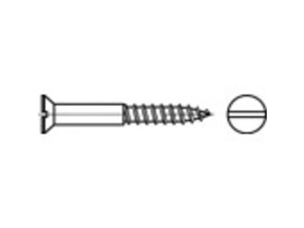 TOOLCRAFT TO-5447151 Undersænket træskrue 4 mm 20 mm Kærv DIN 97 Messing Forniklet 200 stk