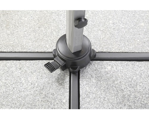 Schneider Rhodos Rondo zweefparasol, 390 x 350 x 280 cm, polyester 200 g/m², zand