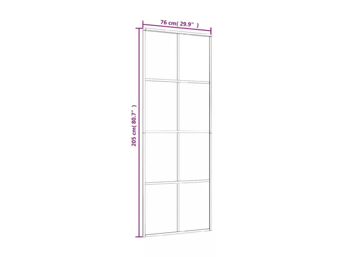 Porte coulissante Verre ESG et aluminium 76x205 cm Blanc