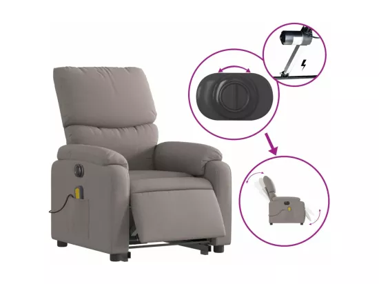 Fauteuil inclinable massant électrique Taupe Tissu