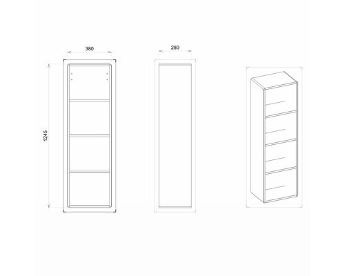 Open wandkast Devo Sonus 2.0 BxHxD 38x124.5x28 cm arctic white hoogglans