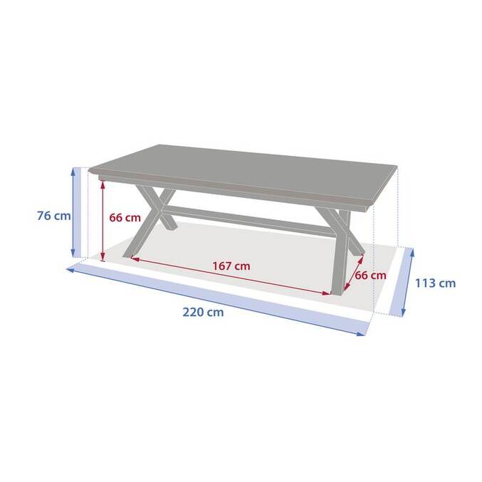 Table de jardin extensible rectangulaire AXIOME Argile / Honey