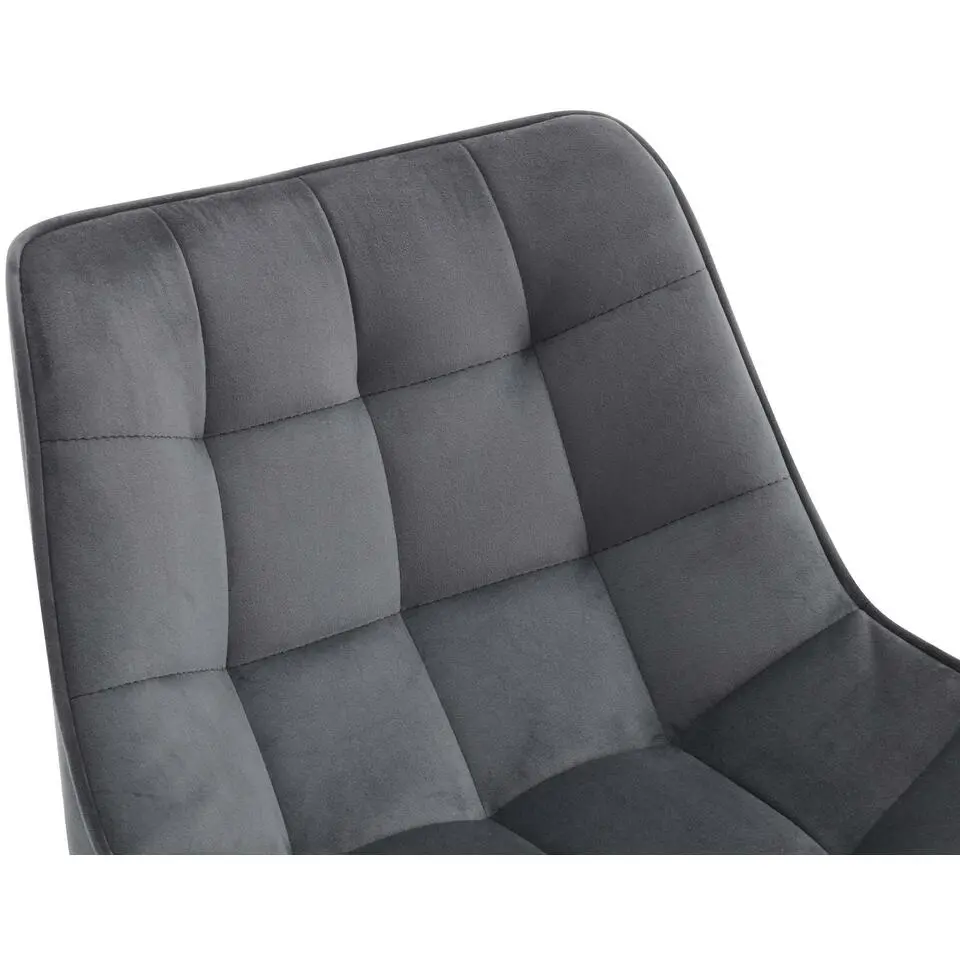 CLP Set van 2 Barkruk Dartford mat zwart Frame - Fluweel - donkergrijs
