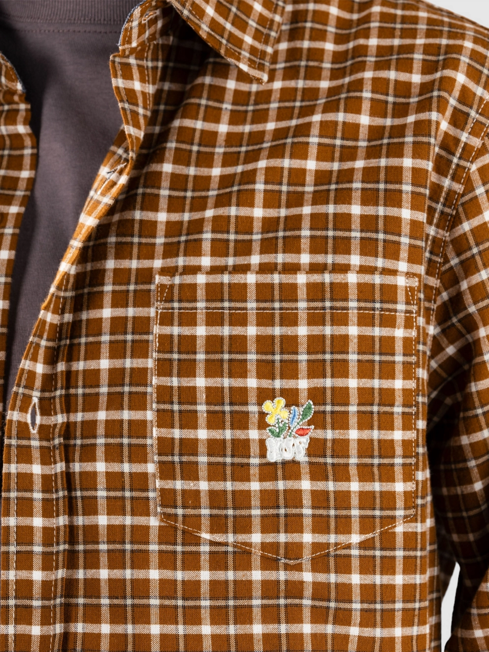 HUF Echo Oxford Plaid Shirt russet