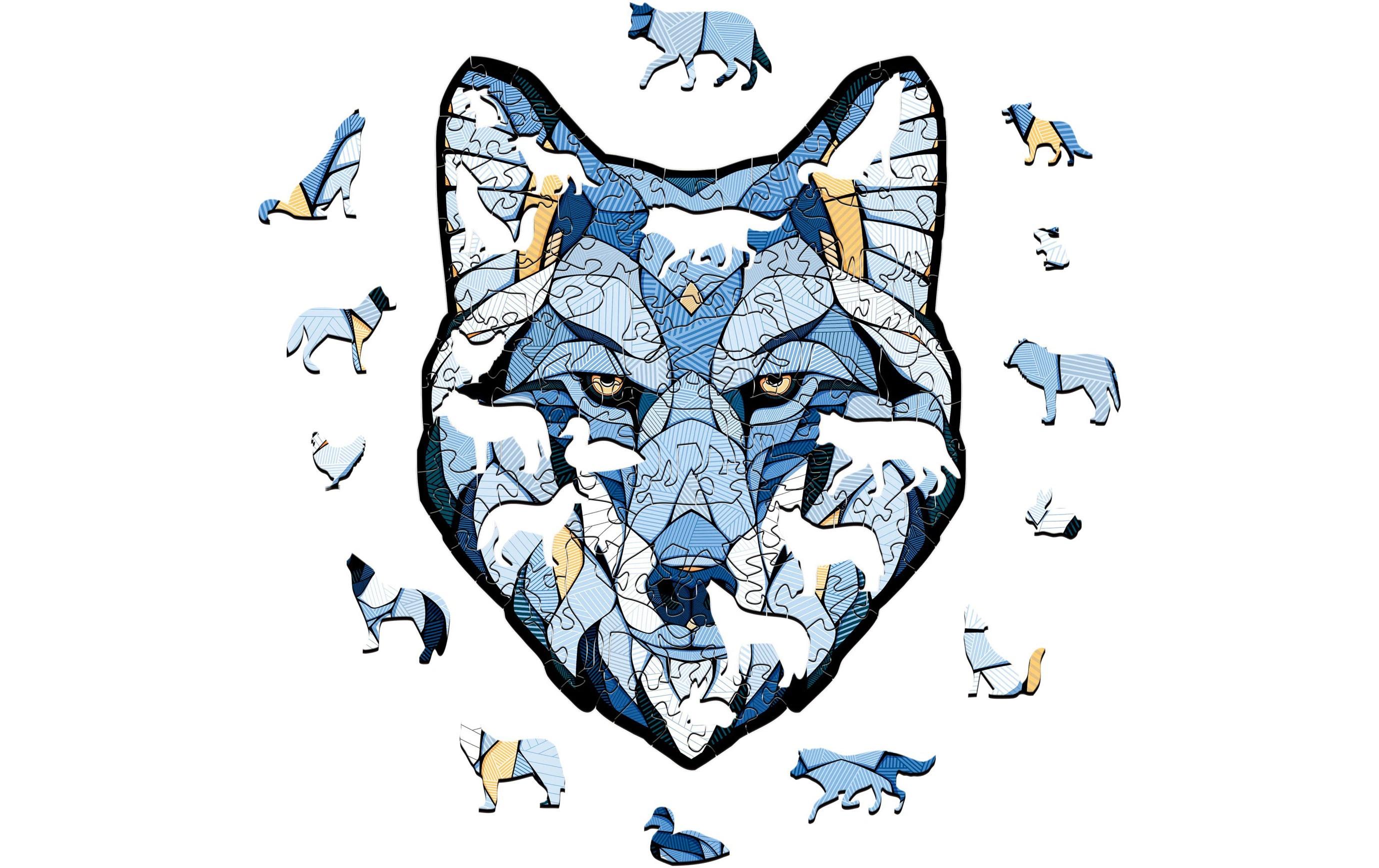 Holz-Puzzle Wolf 260 TeileFarbenfrohes klassisches Holzpuzzle mit ungewöhnlichen Teilen