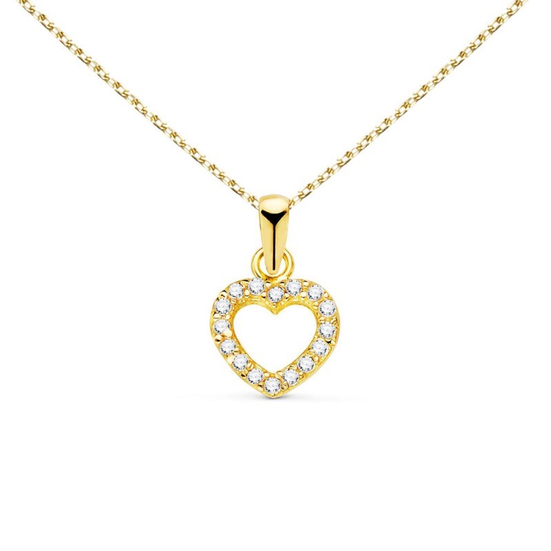 Collier - Pendentif Or 18 Carats 750/000 Jaune - Coeur - Chaine Dorée