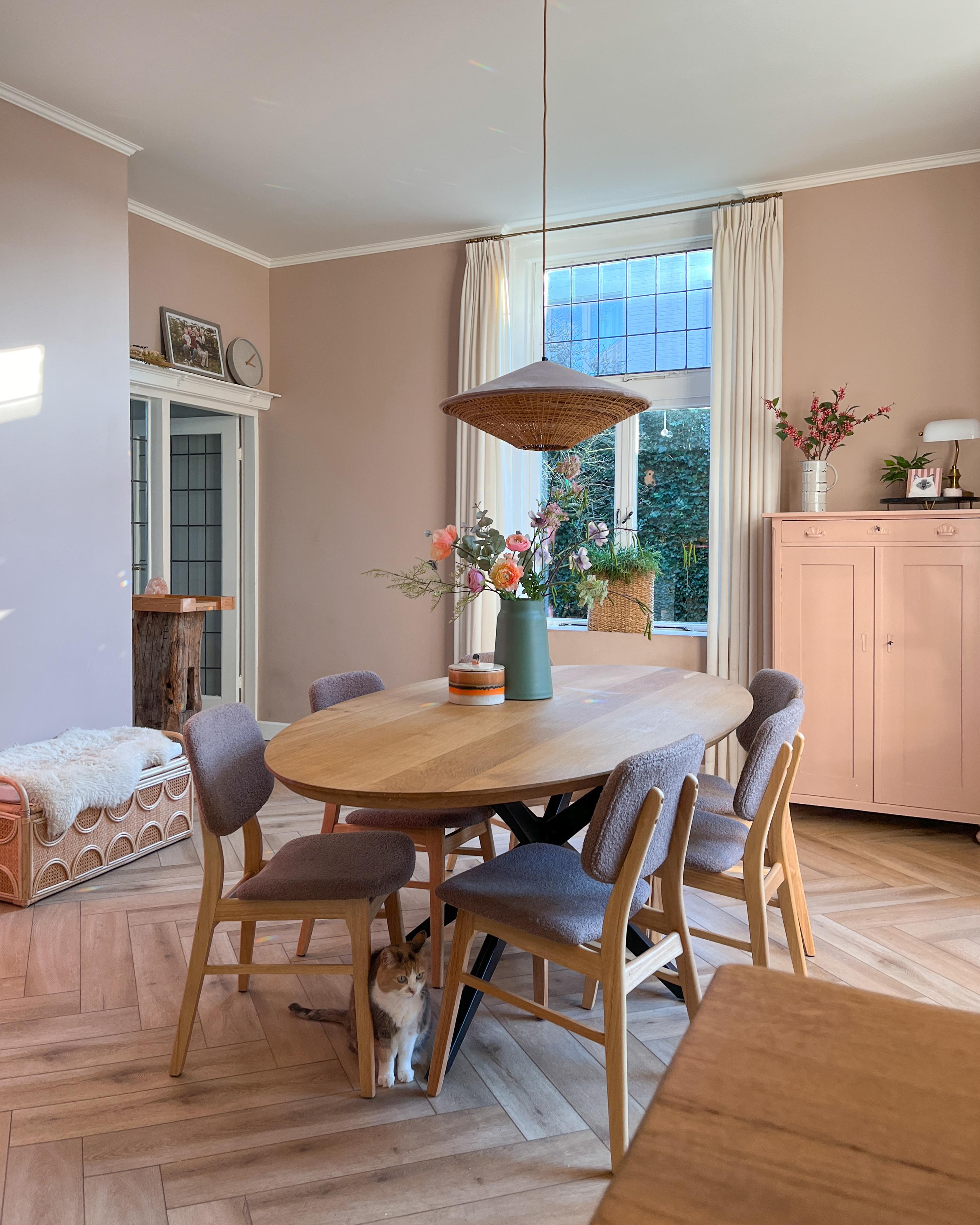 Set van 2 eetkamerstoelen ELAINE Hout Lichtbruin/taupe