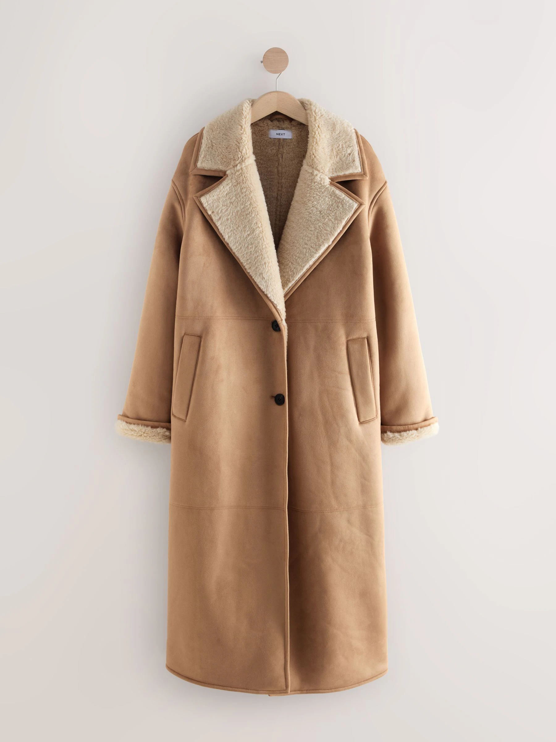 Lichtbruin - Shearling Maxi Coat