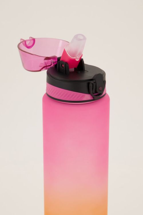 Roze en oranje waterfles