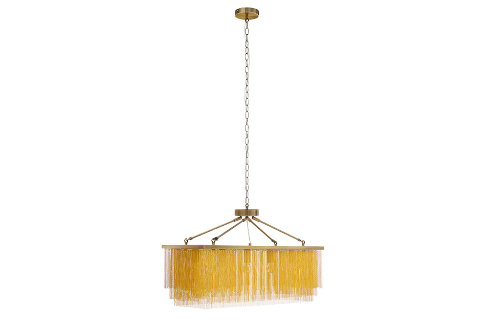 Glamouröse Hängelampe ROYAL 80cm messing gold Metall Ketten-Design Hängeleuchte