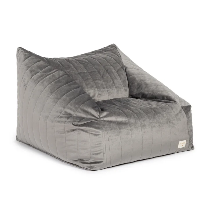 Nobodinoz - Chelsea Samt-Sitzsack, slate grey