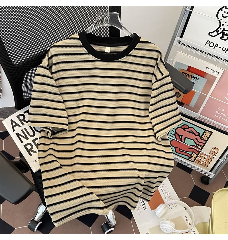 Filmas - T-shirt met ronde hals, strepen, contrasterende boorden en elleboogmouwen