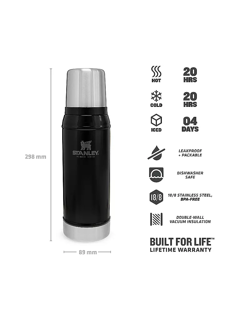 STANLEY Isolierflasche - Thermosflasche Classic 0,75l Schwarz schwarz