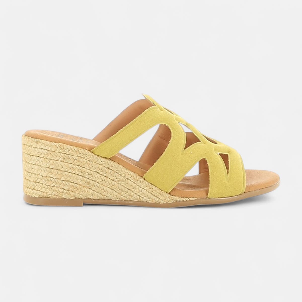 Mules à talon compensé Femme jaune