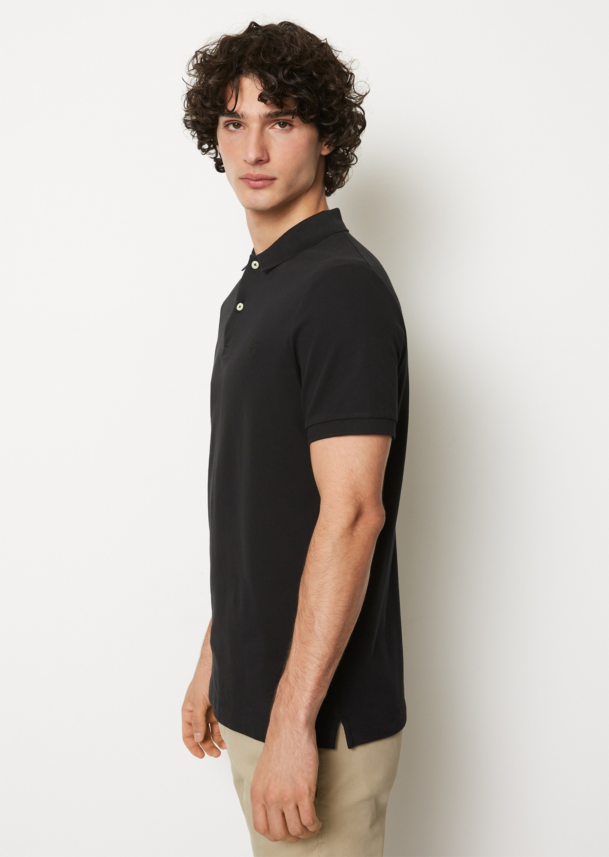 Kurzarm-Poloshirt Piqué shaped aus Organic Cotton-Stretch