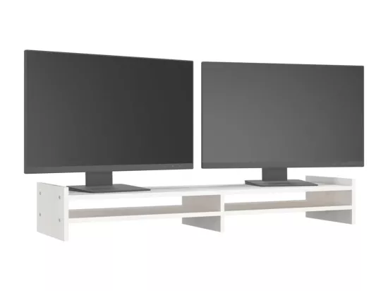 Support de moniteur Blanc 100x27x15 cm Bois de pin solide