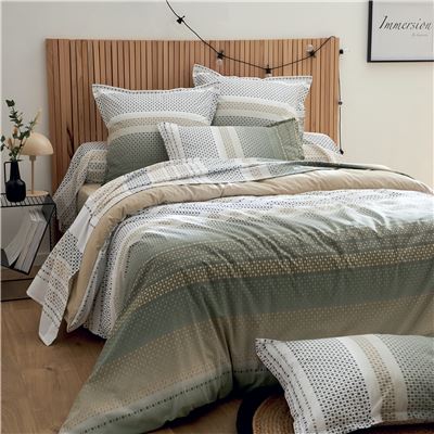 Linge de lit motif bandes géométriques