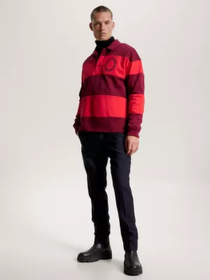 Camisa de rugby com estampa listrada e modelagem relaxada - Presente ideal