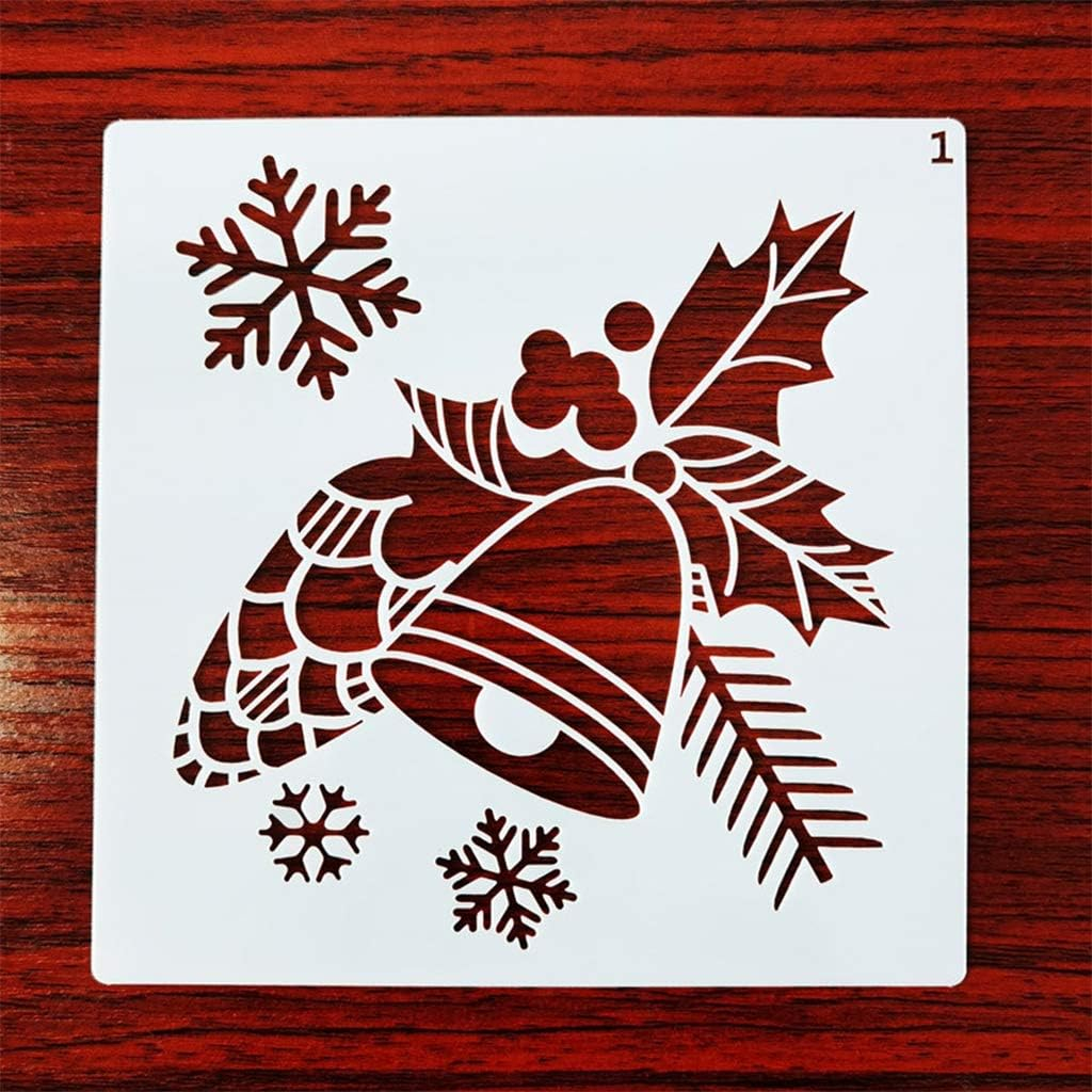 (12er Set) 13x13cm Zeichen Schablonen Wiederverwendbare DIY Mal Vorlagen - Weihnachten