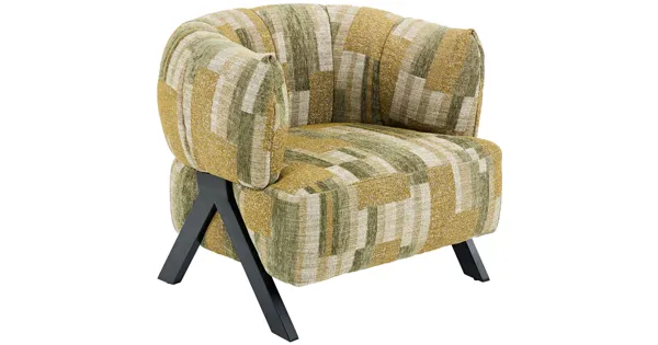Sessel Vali Stoff grün / beige gemustert