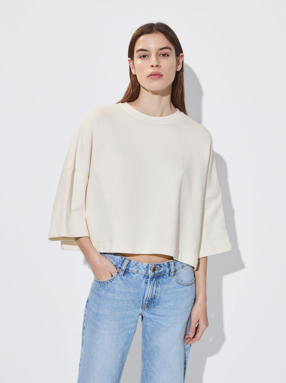 Moletom cropped de algodão - Off-White