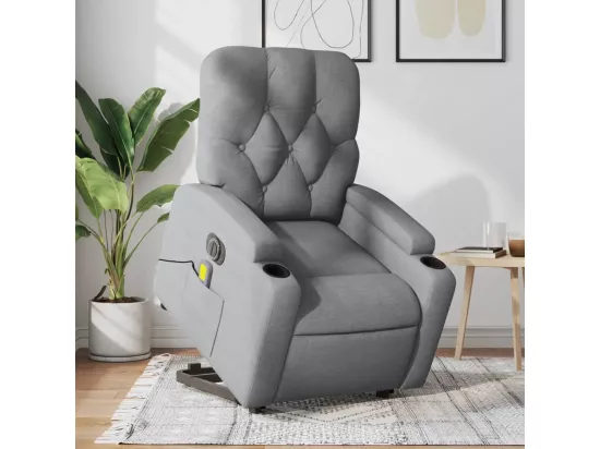 Fauteuil inclinable de massage électrique Gris clair Tissu