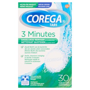 Corega 3 min reinigingstabletten voor de gebitsprothese 30TB