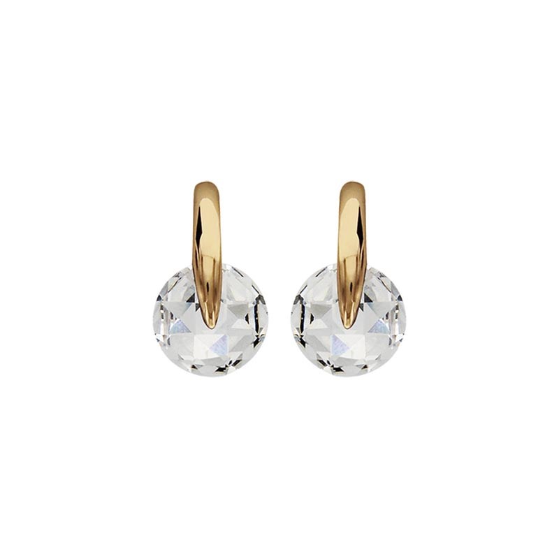 Boucles d'oreilles tige plaqué or et pierre ronde synthétique