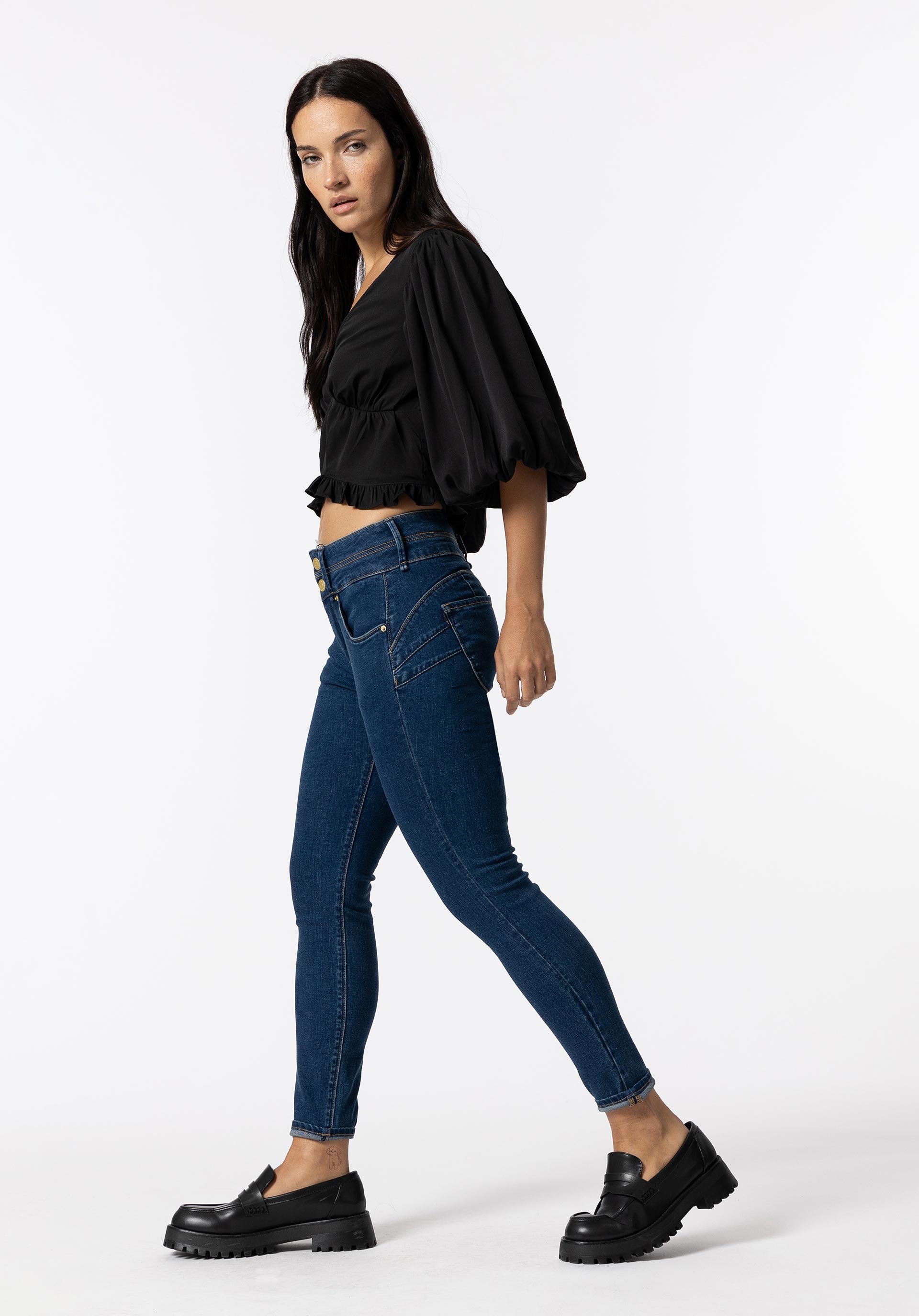 Jeans Double-up Skinny Cintura Alta