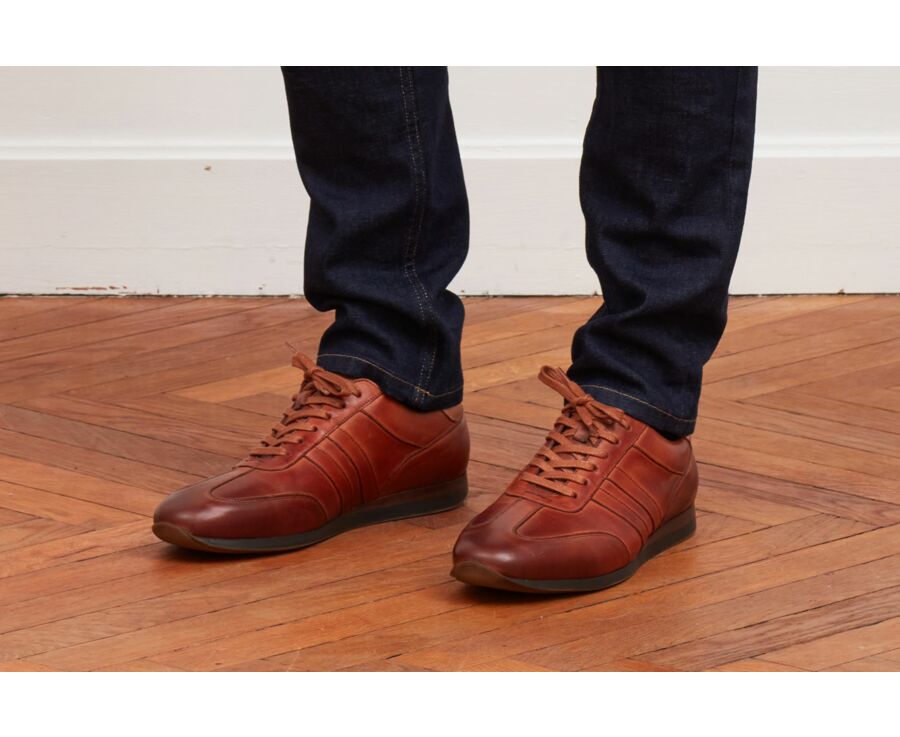 Sneakers homme Cognac patiné - BOCKARA
