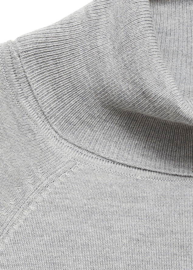 MANGO Fine-knit turtleneck sweater Lt pastel grey