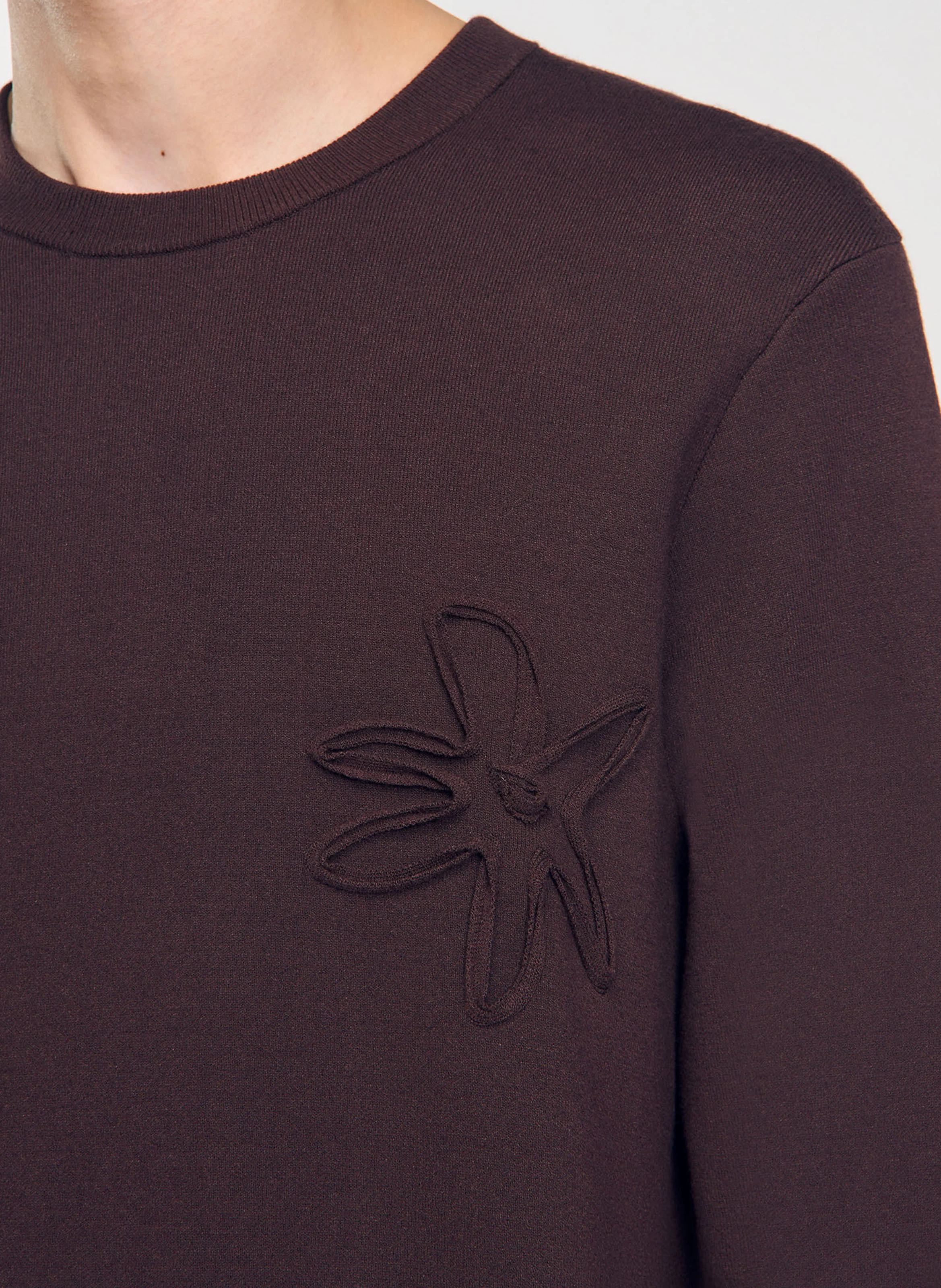 Sweat droit à fleurs | Marron