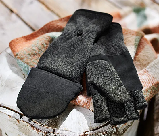 Strickfleece-Klappfäustlinge