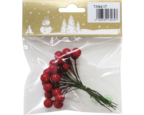Kerstdecoratie bessen 24 stuks rood-groen