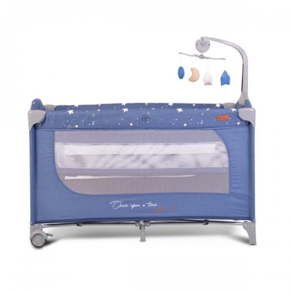 Cangaroo Reisebett Once upon a time Laufstall zwei Ebenen Matratze Wickelauflage blau