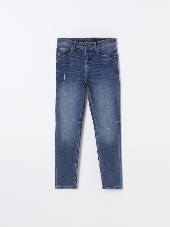 Calça jeans skinny confortável premium - Azul