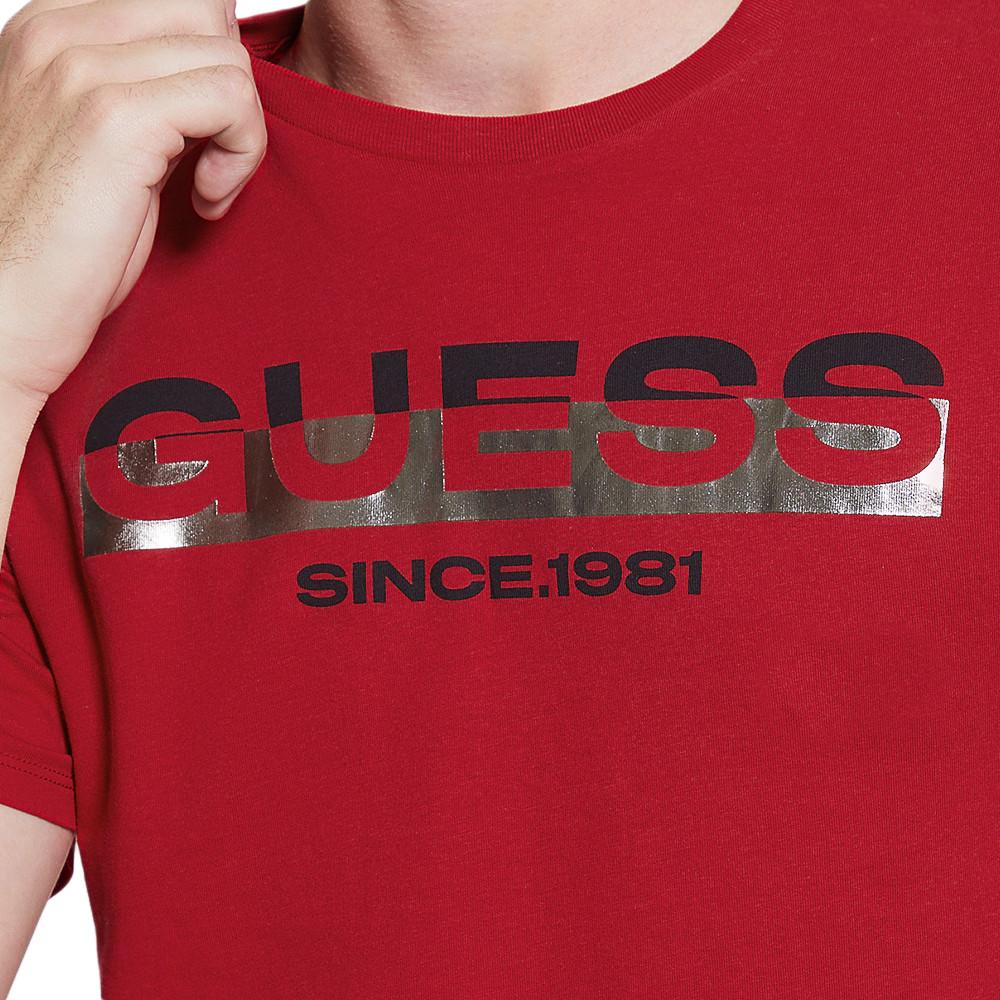 Guess T-shirt Rouge Homme Guess Foil