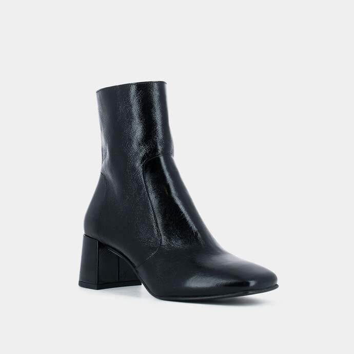 Bottines à talons  en cuir vieilli noir