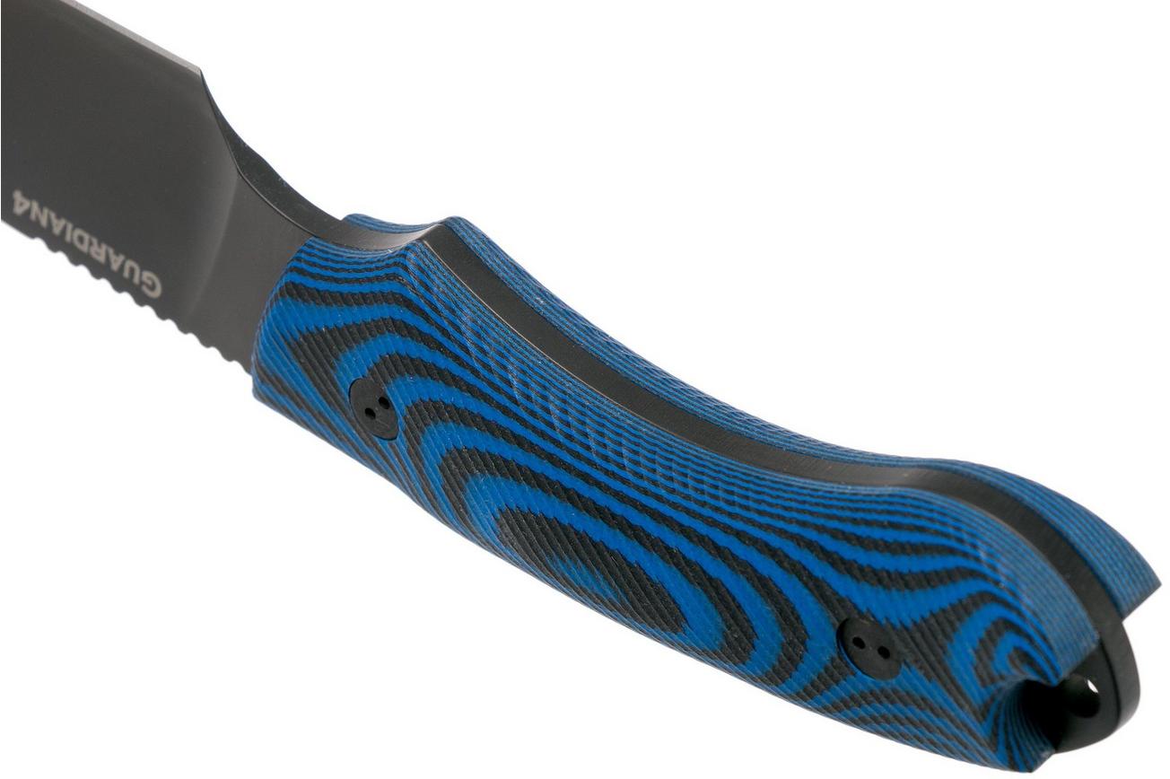 Bradford Guardian 4, 3D Black-Blue G10 Guardian 4 M390, Full Flat Black DLC 4FH-113B-M390