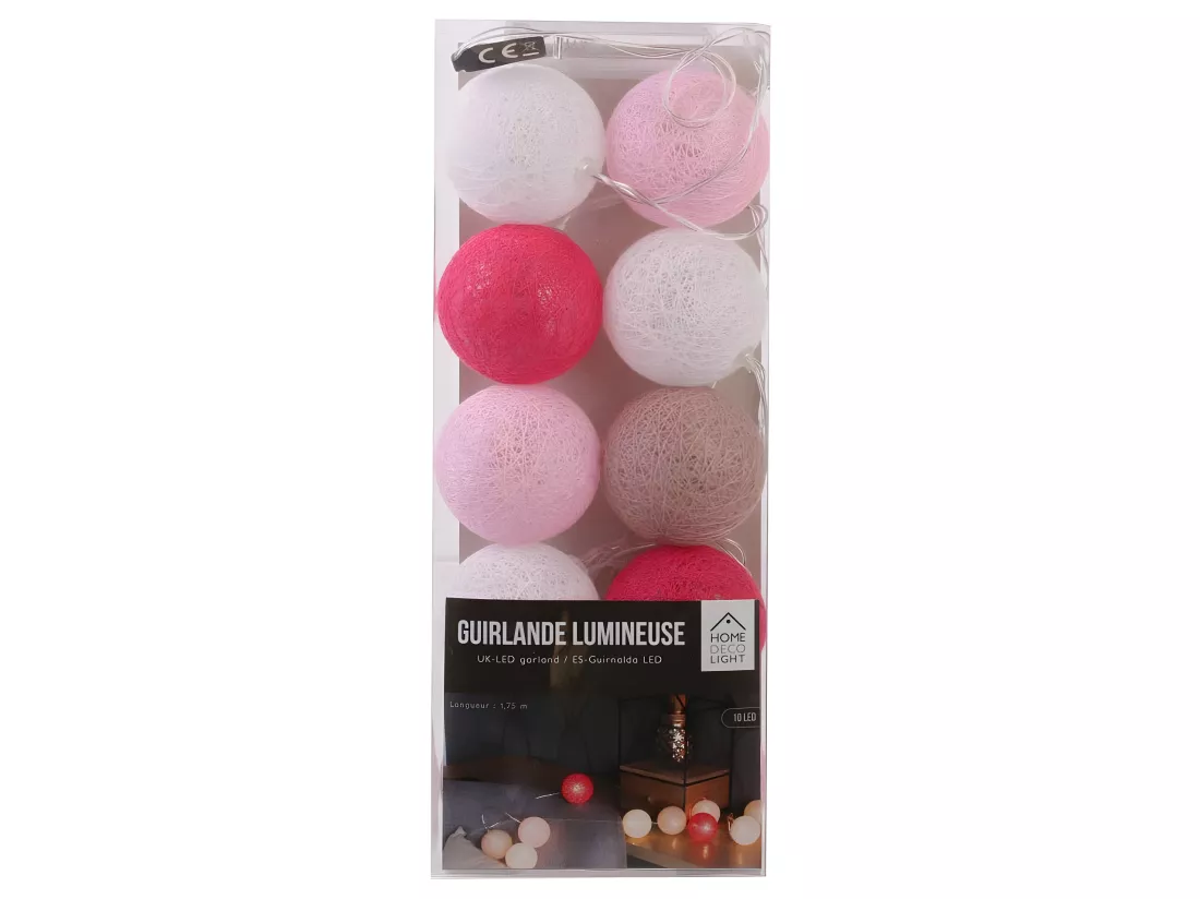 Guirlande lumineuse boules 10 LEDs 175 cm (Lot de 2)