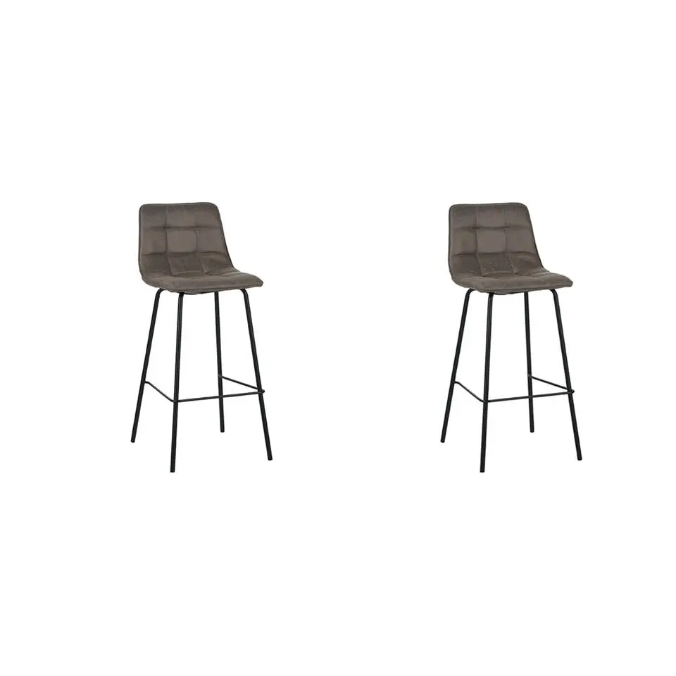 LABEL51 Barkruk Bistro - Taupe - Micro Suede - set van 2