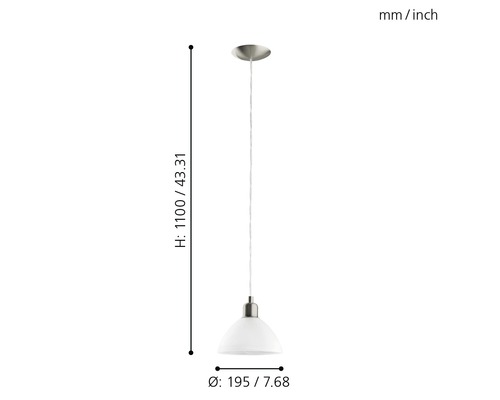 Hanglamp, 1-lichts, HxØ 110x19,5 cm, wit/albast