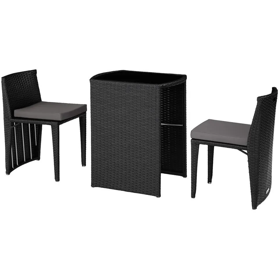 tectake Aluminium wicker bistroset Hamburg, Zwart