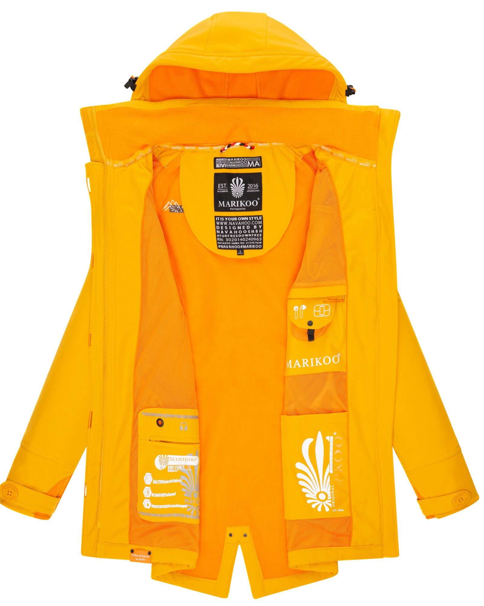 MARIKOO Damen Outdoor Softshell Jacke mit abnehmbarer Kapuze Soulinaa