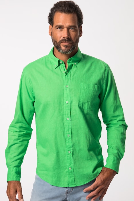 Leinenmixhemd, Langarm, Buttondown-Kragen, Modern Fit