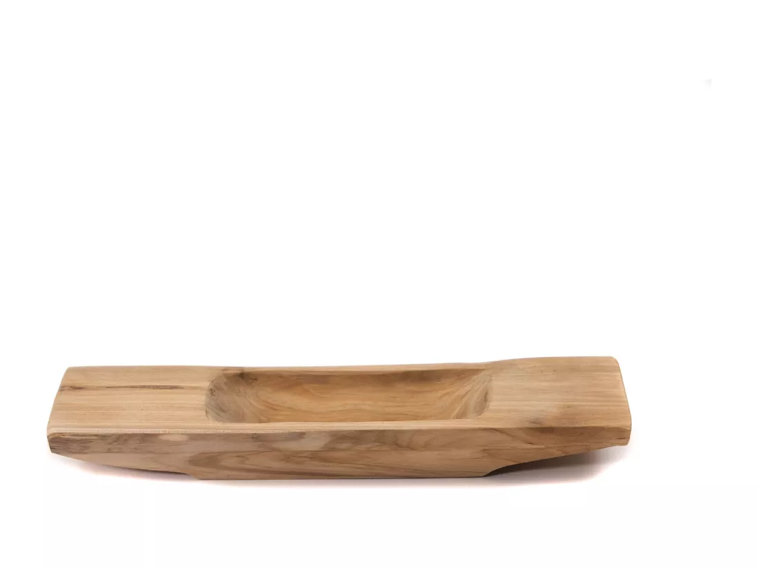 BOL DÉCORATIF Barco 40 Bois de racine de teck massif, avec poignée, pièce unique sculptée couleurs naturelles
